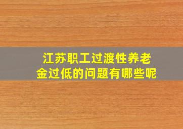 江苏职工过渡性养老金过低的问题有哪些呢