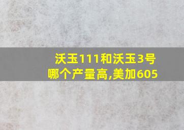 沃玉111和沃玉3号哪个产量高,美加605