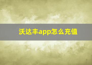 沃达丰app怎么充值