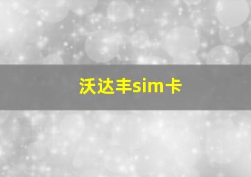 沃达丰sim卡