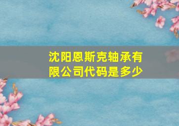 沈阳恩斯克轴承有限公司代码是多少