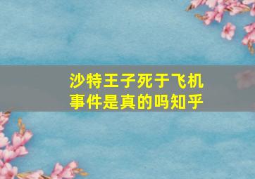 沙特王子死于飞机事件是真的吗知乎