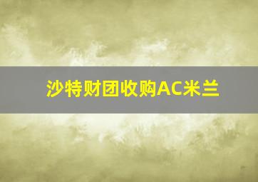 沙特财团收购AC米兰