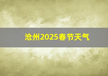 沧州2025春节天气