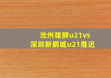 沧州雄狮u21vs深圳新鹏城u21推迟