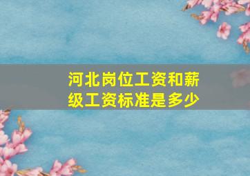 河北岗位工资和薪级工资标准是多少