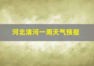 河北清河一周天气预报