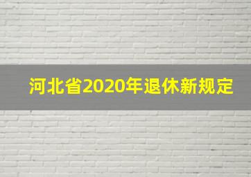 河北省2020年退休新规定