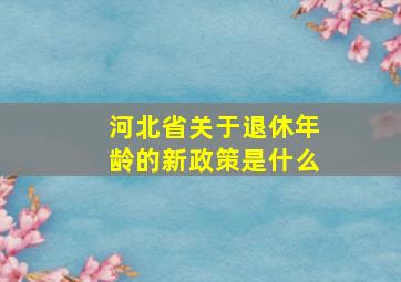 河北省关于退休年龄的新政策是什么