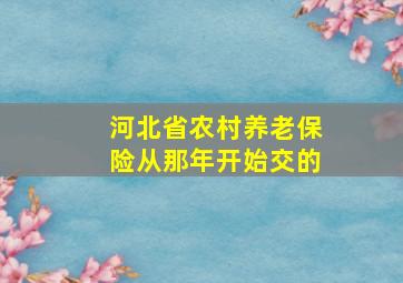 河北省农村养老保险从那年开始交的