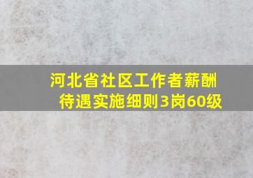 河北省社区工作者薪酬待遇实施细则3岗60级