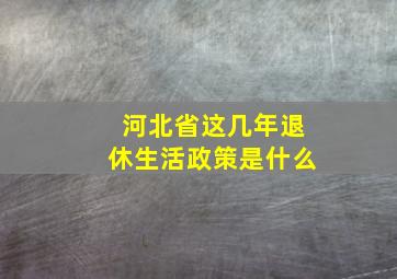 河北省这几年退休生活政策是什么