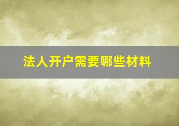 法人开户需要哪些材料