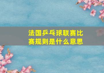 法国乒乓球联赛比赛规则是什么意思