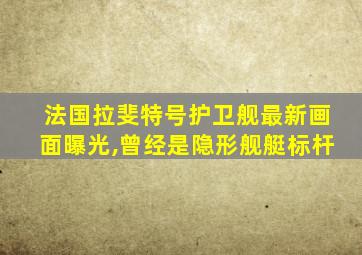 法国拉斐特号护卫舰最新画面曝光,曾经是隐形舰艇标杆