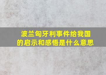 波兰匈牙利事件给我国的启示和感悟是什么意思