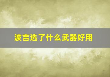 波吉选了什么武器好用