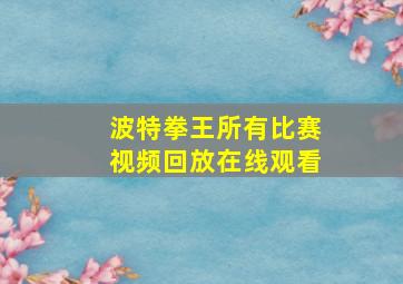 波特拳王所有比赛视频回放在线观看