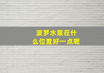 波罗水泵在什么位置好一点呢