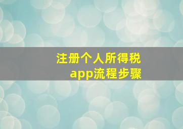 注册个人所得税app流程步骤