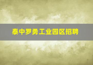 泰中罗勇工业园区招聘