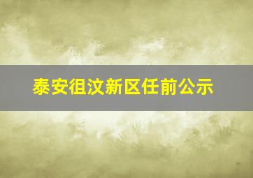 泰安徂汶新区任前公示