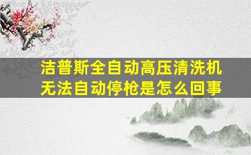 洁普斯全自动高压清洗机无法自动停枪是怎么回事