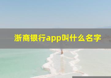 浙商银行app叫什么名字