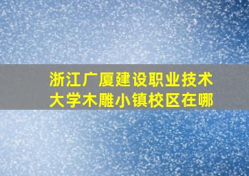 浙江广厦建设职业技术大学木雕小镇校区在哪