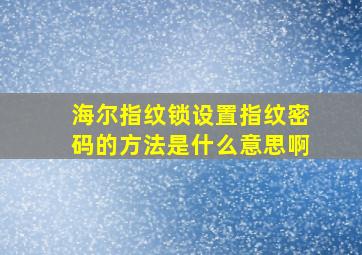 海尔指纹锁设置指纹密码的方法是什么意思啊