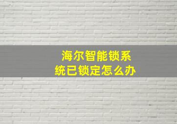 海尔智能锁系统已锁定怎么办