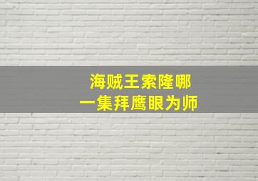 海贼王索隆哪一集拜鹰眼为师