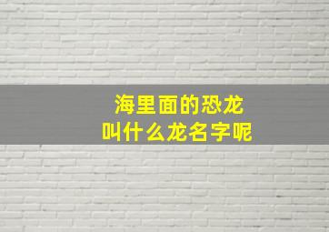 海里面的恐龙叫什么龙名字呢