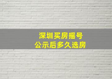 深圳买房摇号公示后多久选房