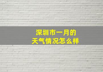 深圳市一月的天气情况怎么样