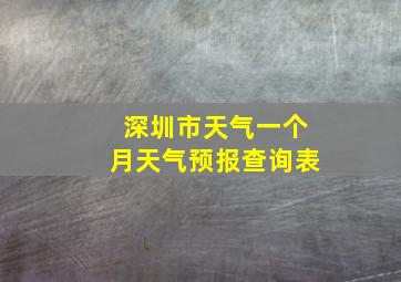 深圳市天气一个月天气预报查询表