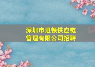 深圳市班顿供应链管理有限公司招聘