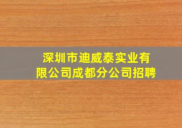 深圳市迪威泰实业有限公司成都分公司招聘