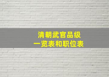 清朝武官品级一览表和职位表