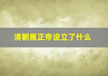 清朝雍正帝设立了什么