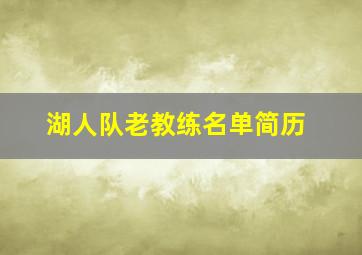 湖人队老教练名单简历