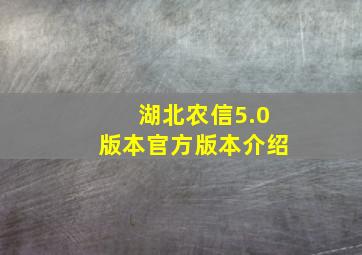 湖北农信5.0版本官方版本介绍