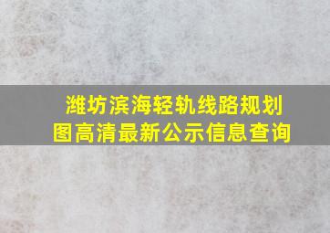 潍坊滨海轻轨线路规划图高清最新公示信息查询