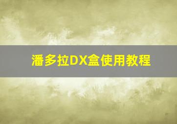 潘多拉DX盒使用教程