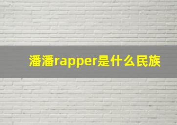 潘潘rapper是什么民族