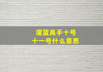 灌篮高手十号十一号什么意思