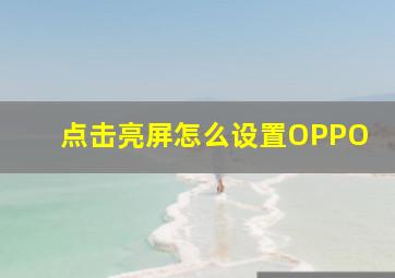 点击亮屏怎么设置OPPO