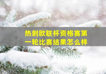 热刺欧联杯资格赛第一轮比赛结果怎么样