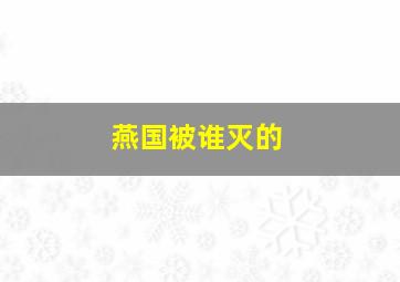 燕国被谁灭的