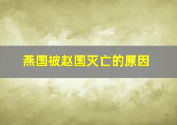 燕国被赵国灭亡的原因